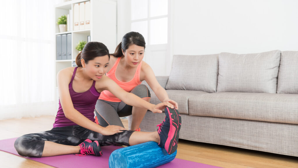 2 Asian girls stretching