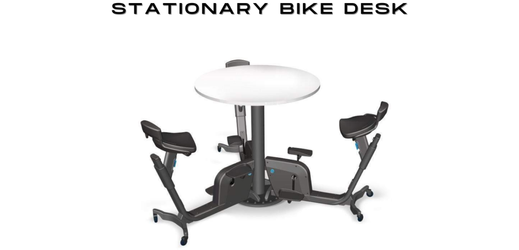 Example of a stationary bike desk