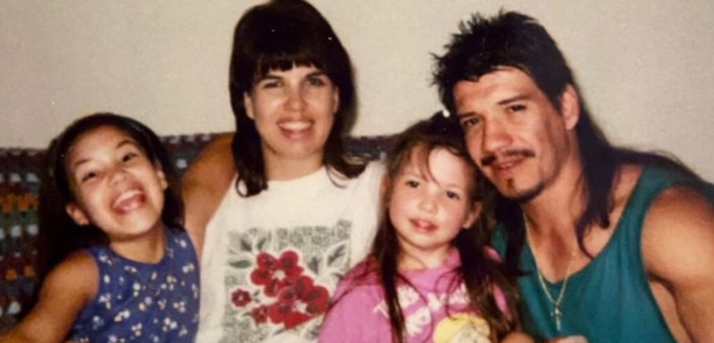 Eddie with his wife and daughters