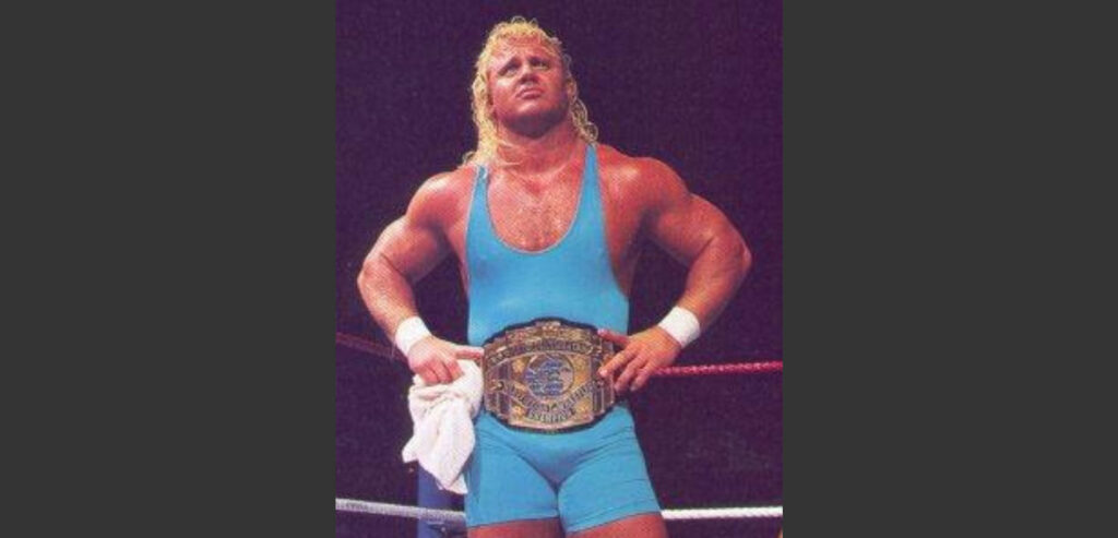 Mr. Perfect in the ring with the WWF Intercontinental Championship